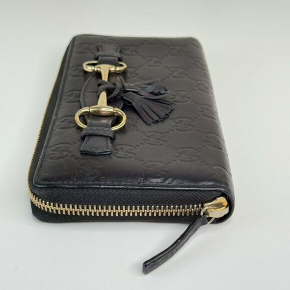 Gucci GG Logo Printed Leather Wallet Navy Blue with Gold Tone Hardware - Picture 4 of 8